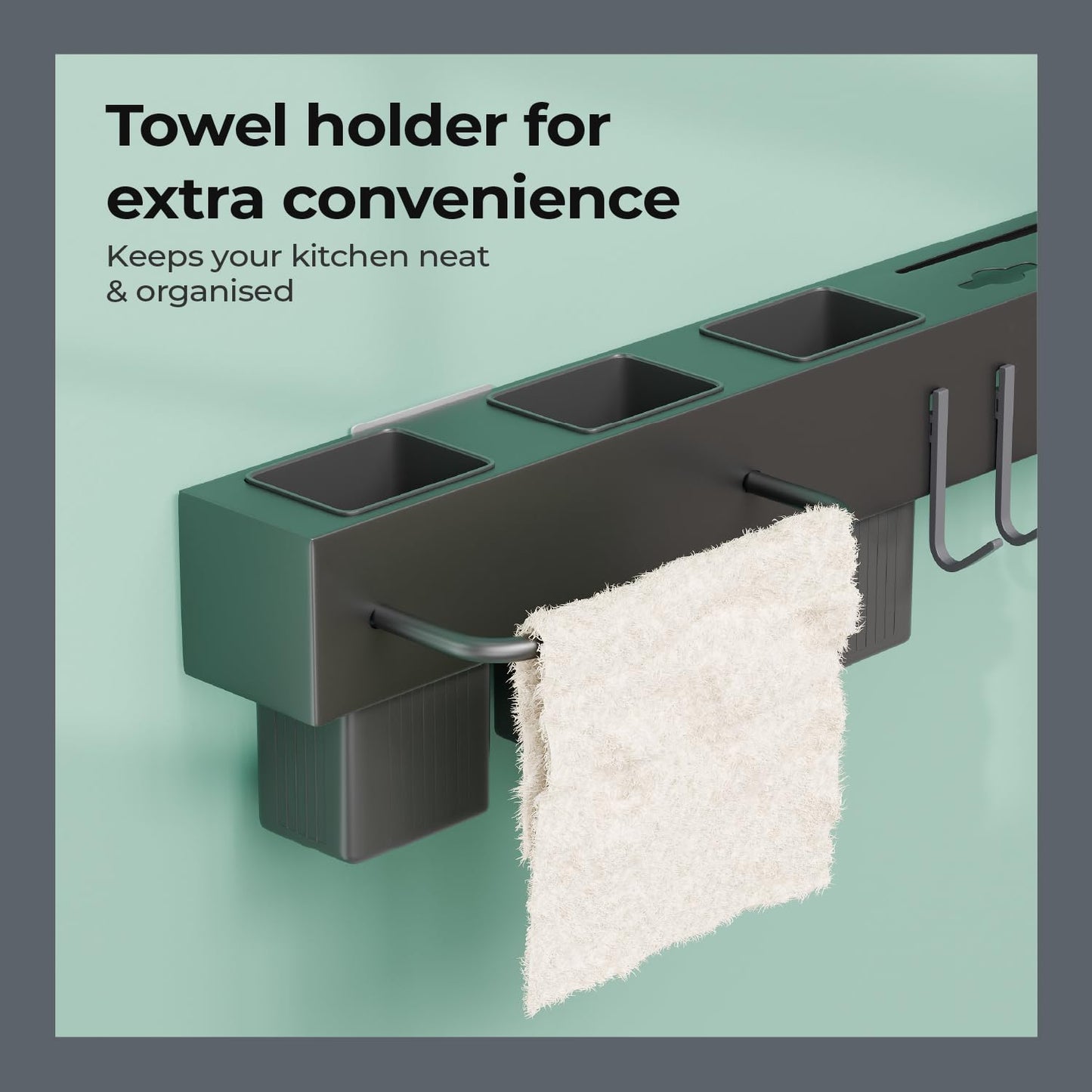 Lifelong Wall-Mounted Kitchen Storage Organizer Rack with Hooks, Knife Holder, Towel Rod, Storage Baskets & Shelf | Multipurpose Modular Kitchen Rack for Utensils, Spoons, Knives, Tools |Space-Saving