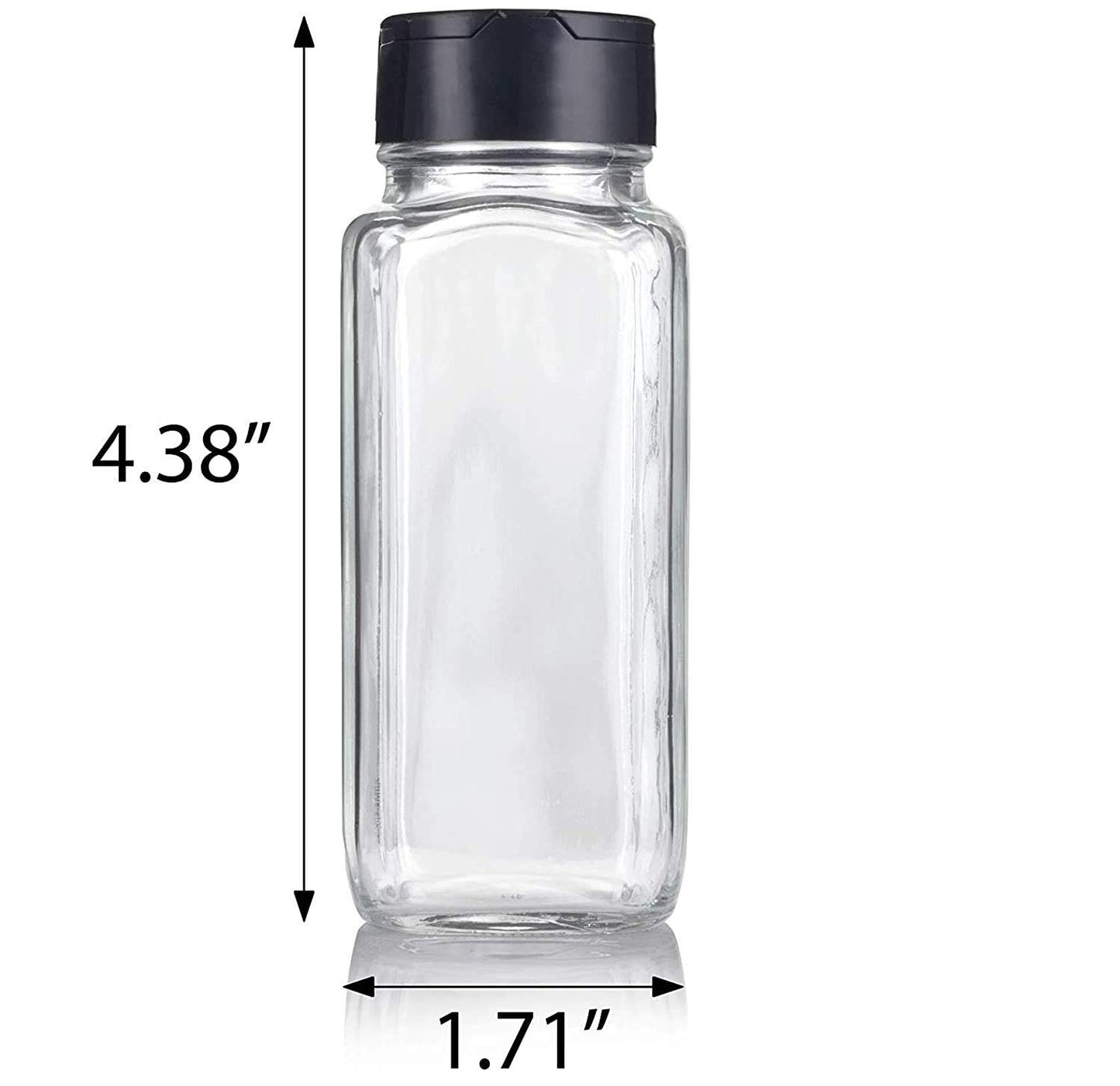 Vasukie Salt & Pepper Square Glass Spice Jar with Black Sifter Two Sided Sifter Cap,Masala jar Spice Container (Each Bottle 120ml) (4 Piece)