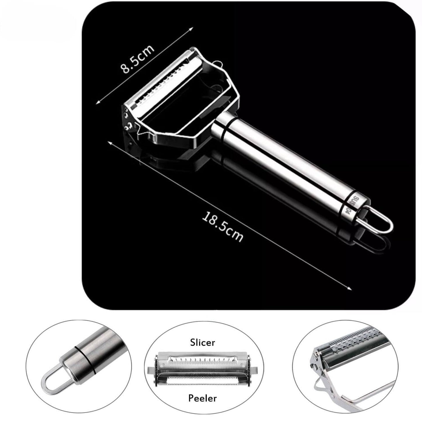 LOOT IN Peeler for Vegetables and Fruits | Julienne Peeler for Salad | Multi-Functional, Stainless Steel, Shredder Slicer and Grater for Potatoes, Carrots, Cucumbers (Pack of 1)
