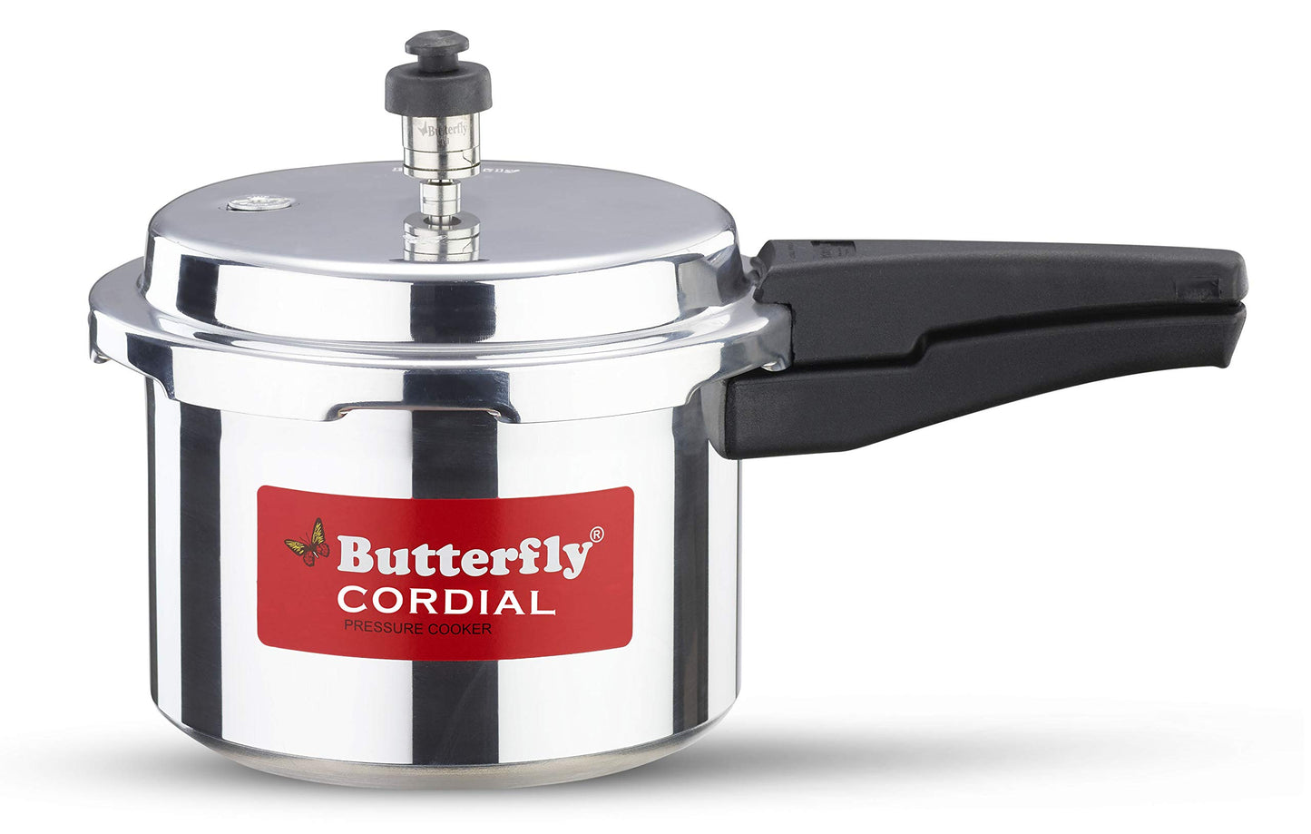 Butterfly Cordial 2 Litres and 3 Litres Pressure Cookers| Outer Lid | Food Grade Virgin Aluminium | Gas Stove Compatible | ISI Certified | 3 Year Manufacturer's Warranty | Silver