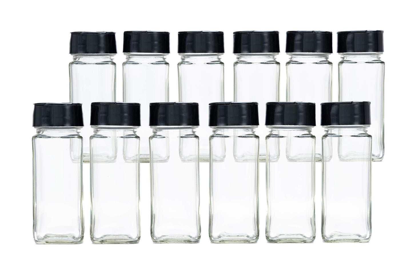 Vasukie Salt & Pepper Square Glass Spice Jar with Black Sifter Two Sided Sifter Cap,Masala jar Spice Container (Each Bottle 120ml) (4 Piece)