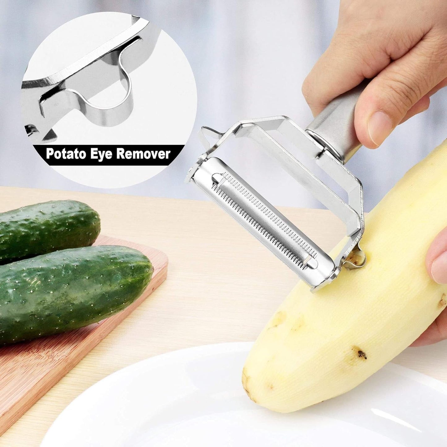 LOOT IN Peeler for Vegetables and Fruits | Julienne Peeler for Salad | Multi-Functional, Stainless Steel, Shredder Slicer and Grater for Potatoes, Carrots, Cucumbers (Pack of 1)
