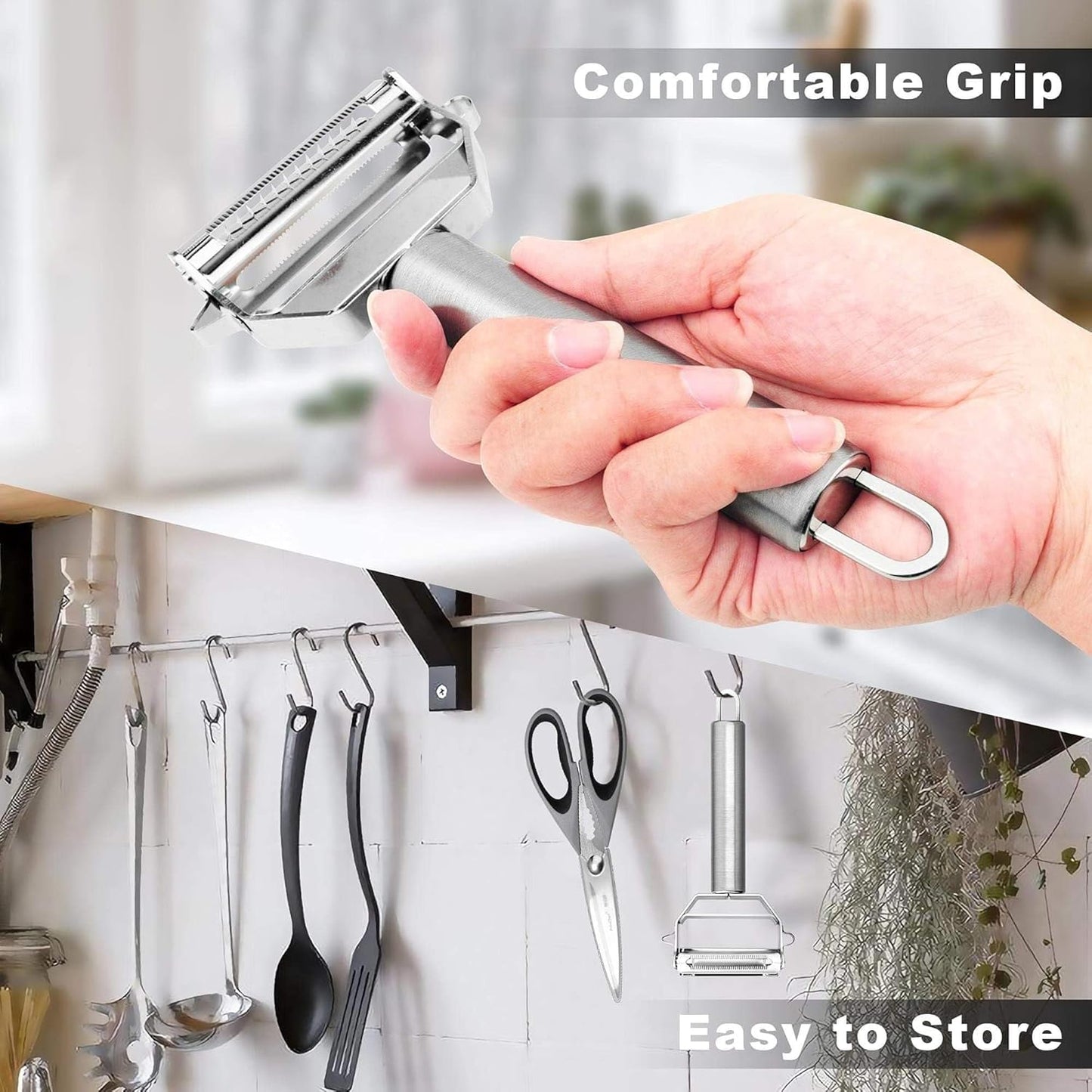 LOOT IN Peeler for Vegetables and Fruits | Julienne Peeler for Salad | Multi-Functional, Stainless Steel, Shredder Slicer and Grater for Potatoes, Carrots, Cucumbers (Pack of 1)