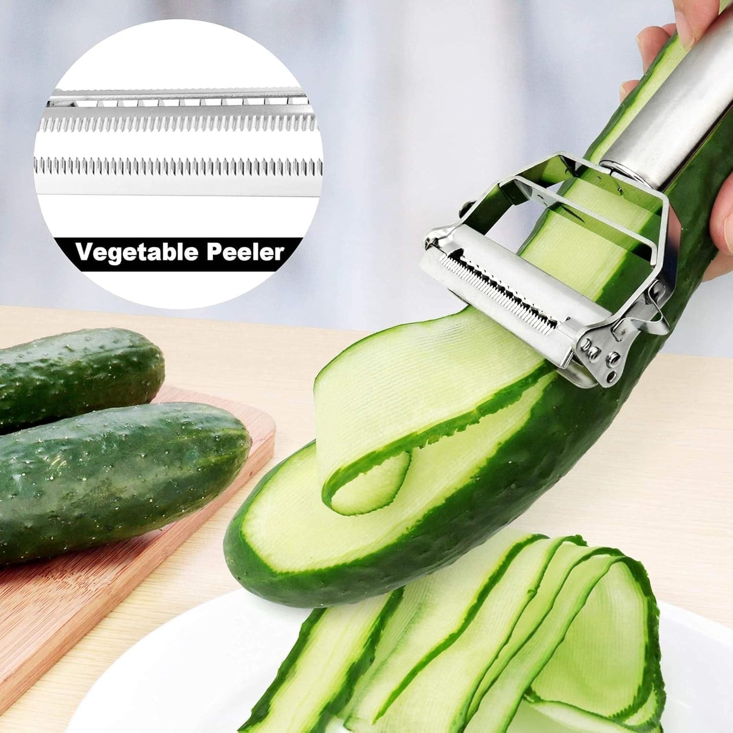 LOOT IN Peeler for Vegetables and Fruits | Julienne Peeler for Salad | Multi-Functional, Stainless Steel, Shredder Slicer and Grater for Potatoes, Carrots, Cucumbers (Pack of 1)