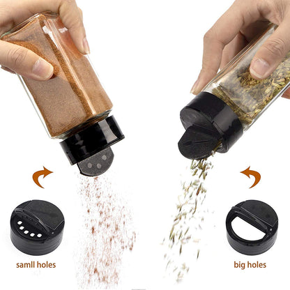 Vasukie Salt & Pepper Square Glass Spice Jar with Black Sifter Two Sided Sifter Cap,Masala jar Spice Container (Each Bottle 120ml) (4 Piece)