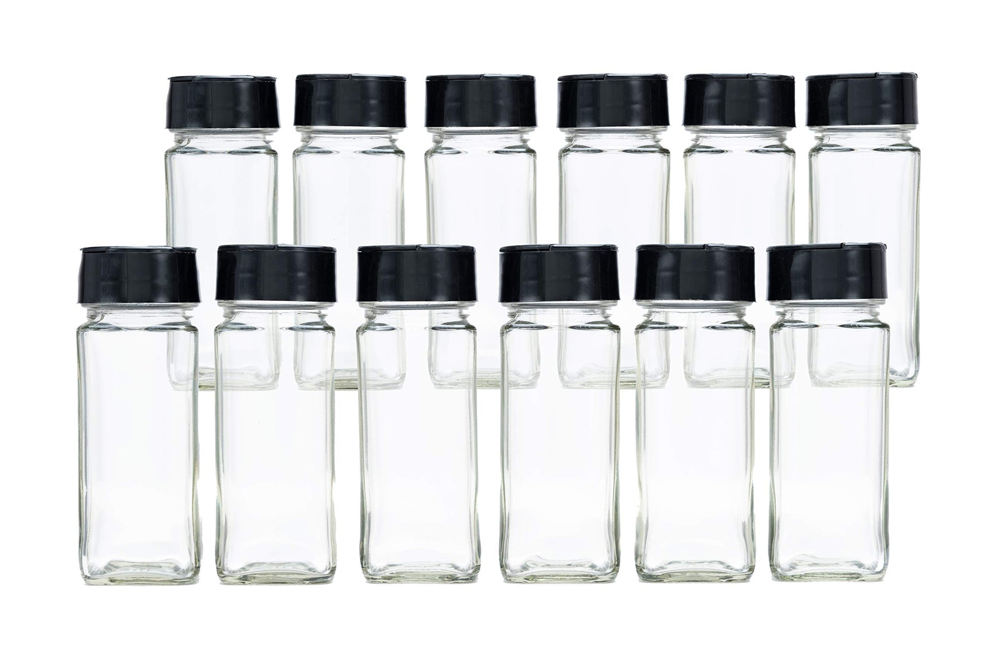 Vasukie Salt & Pepper Square Glass Spice Jar with Black Sifter Two Sided Sifter Cap,Masala jar Spice Container (Each Bottle 120ml) (4 Piece)