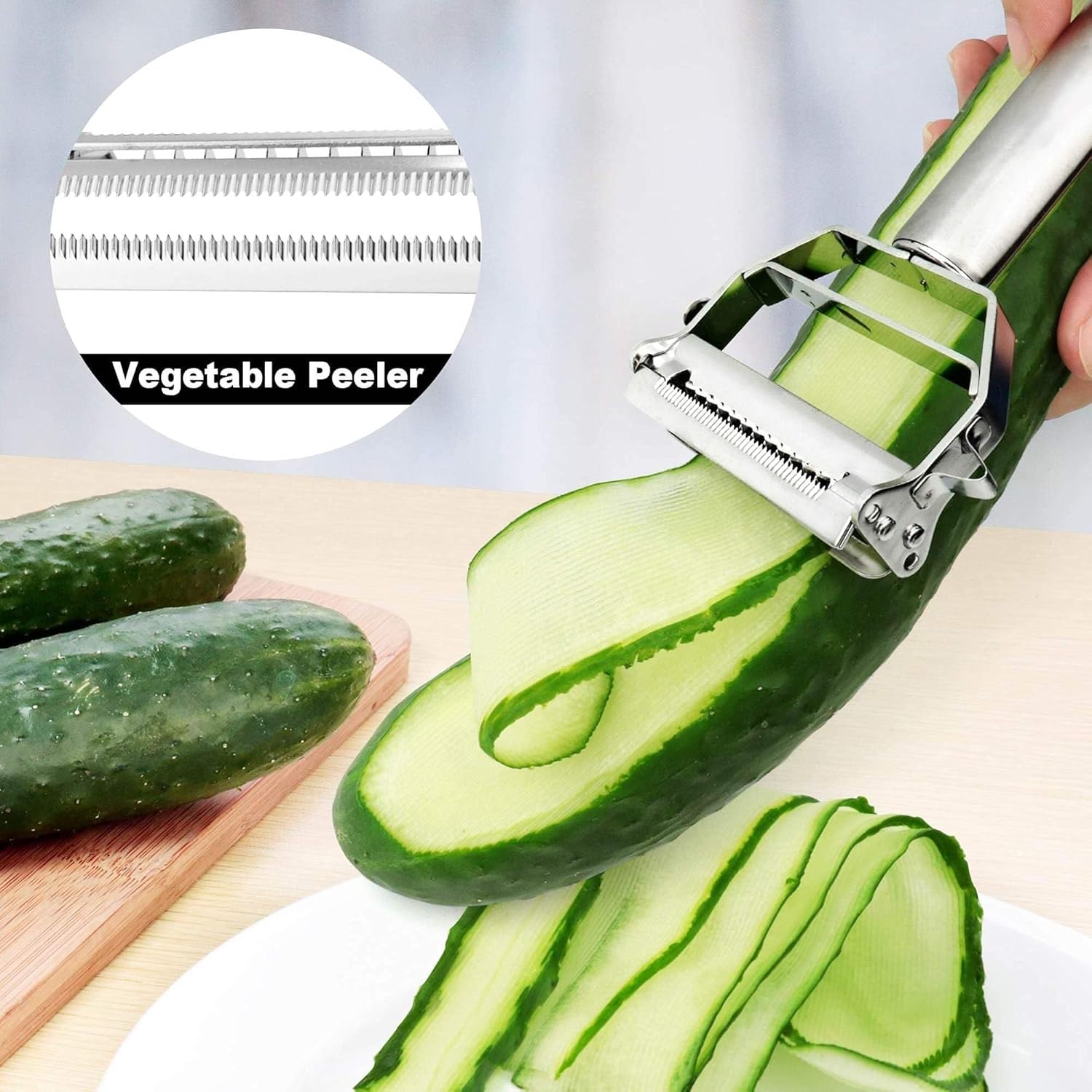 LOOT IN Peeler for Vegetables and Fruits | Julienne Peeler for Salad | Multi-Functional, Stainless Steel, Shredder Slicer and Grater for Potatoes, Carrots, Cucumbers (Pack of 1)